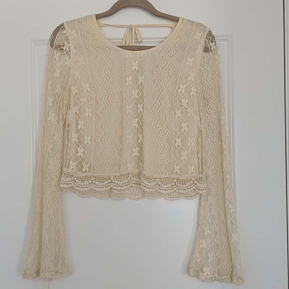 American Rag lace, bell long sleeve top